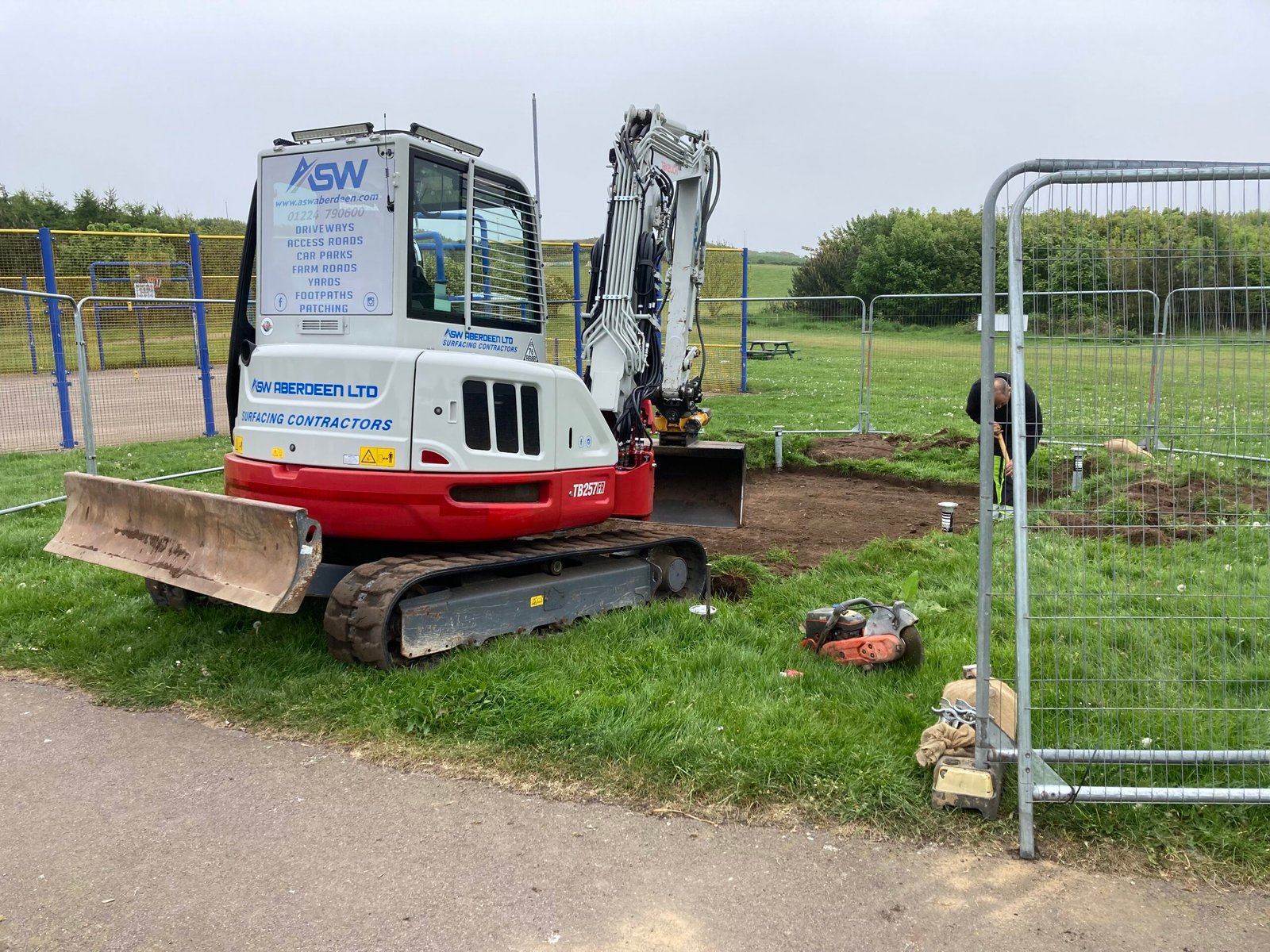 The ground beiing levelled near Balnagask Court for the Outdoor Classroom Foundations